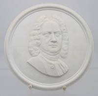 Auktion 365<br>Portrait-Reliefplatte, J.S.Bach, Classic Rose, Weißporzellan, ca. D-21cm