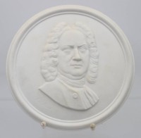 Auktion 370<br>Portrait-Reliefplatte, J.S.Bach, Classic Rose, Wei&szlig;porzellan, ca. D-21cm