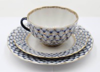 Auktion 365<br>Teegedeck, Lomossov, Kobaltnetz, Entw. Anna Yatskevich, Tasse H-5,8cm