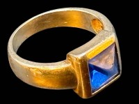 Auktion 365<br>Silberring -925- "FB" mit blauen Stein, RG 58, 5,5 gr