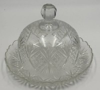 Auktion 365<br>gr. Käseglocke  mit Farnschliff, H-ca. 18 cm, D-22 cm