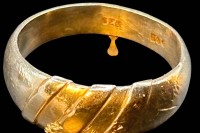 Auktion 365<br>Silberring-925- mit Weissgold-585-, RG 58, 5,2 gr., Tragespuren