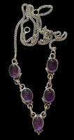 Auktion 365<br>Silber-925- Collier mit 5 Amethyst Cabouchons, L-42 cm, 10,9 gr