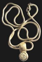 Auktion 365<br>Schlangenhalskette mit Anhänger mit klaren Stein, beide Silber-925-, Kette L-ca. 50 cm, 12,8 gr