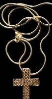 Auktion 365<br>Schlangenhalskette mit Brustkreuz, beide S-925-, L-ca. 48 cm, Kreuz mit klaren Steinen, 3x2,3 cm, 9,2 gr