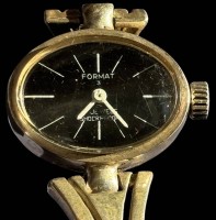 Auktion 365<br>mechan. DAU "Format 3" 17 Jewels, Armband und Gehäuse Silber-835-, Werk läuft, 22,1 gr