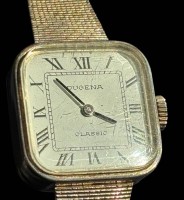 Auktion 365<br>mechan. DAU "Dugena" classic, Silberarmband und Gehäuse-835-, 20,6 gr., Werk läuft