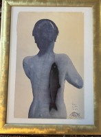 Auktion 365<br>Tobias Weichberger (1951-1998) 1982 "Frau mit Fisch" Farboffset, gut gerahmt/Glas, RG 81x60 cm