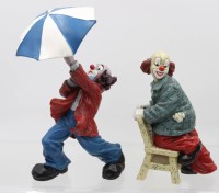Auktion 365 / Los 15037 <br>2x Gilde-Clowns, max. H-25 cm, 1x mehrfach mit Riss etc.