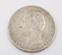 Auktion 365 / Los 6036 <br>Bernhard II Herzog Sachsen-Meiningen 1 Vereinstaler, 1866, Silber, 18,29gr., D-3,3cm