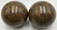 Auktion 365<br>4x grosse Stein-Kugeln, braun gefleckt, 2xMaligano Jaspis, D-7 cm, 2x ca. D-5 cm