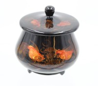 Auktion 365<br>schöne Lack-Dose, Goldfischdekor, China, ca. H-12cm