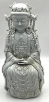 Auktion 365<br>hohe  Porzellan-Figur "Kwan Yin " die Göttin der Barmherzigkeit, in weiss, H-42 cm, kl. Finger abgebrochen