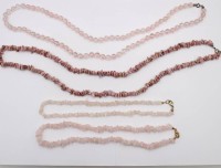 Auktion 365 / Los 1353 <br>4x Halsketten davon  3x Rosenquarz, ca. L-50cm