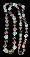 Auktion 365<br>lange Farbstein-Halskette mit Silberschliesse-835-, L-86 cm, 72 gr.