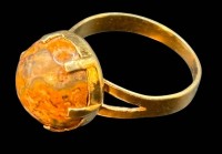 Auktion 365 / Los 1388 <br>Silberring-925-, vergoldet, braun marmorierter Stein, Jaspis?, RG 53, 2,9  gr