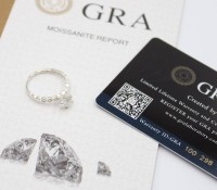 Auktion 365<br>Moissanit-Ring, 0,8ct, Silber, 1,7gr., RG 55/56, anbei Zertifikat