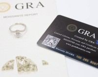 Auktion 365<br>Moissanit-Ring, 1ct, Silber, 1,6gr., RG 54, anbei Zertifikat