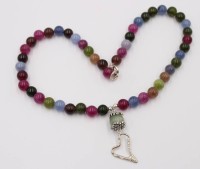 Auktion 365<br>multicolour Turmalin-Halskette mit 925er Silbermontur, ca. L-40cm