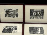 Auktion 365 / Los 5018 <br>Edward GOREY (1925-2000) , 4x signierte, nummerierte Siebdrucke, ger/Glas, 21x26 cm