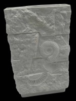 Auktion 365<br>gr Vase "Kaiser" Versteinerungs-Motiven, H-22 cm, 8x14 cm