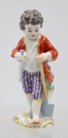 Auktion 365<br>Meissen-Gärtnerkind, 1. Wahl, bemalt, gute Erhaltung, H-12,2cm