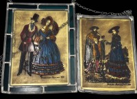 Auktion 365<br>2x Fensterbilder, Bleifassung, 21x17 und 18x14 cm