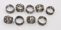 Auktion 365<br>9x kl. Serviettenringe, 925er Silber, Rosenmuster, 28,1gr., D-2cm