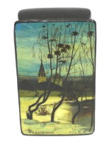 Auktion 365<br>kl. handbemalte russische Lackdose, H-3,5 cm, L-6 cm, signiert