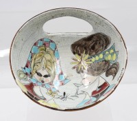 Auktion 365<br>50er Jahre Schale, signiert Coccio, Altersspuren, ca. H-9,3cm D-21cm