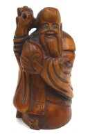 Auktion 367 / Los 15503 <br>Wanderm&ouml;nch, chines. Holzschnitzerei, H-15 cm