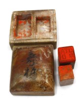 Auktion 367<br>Siegel K&auml;stchen aus Speckstein, H-4 cm, 5x6 cm