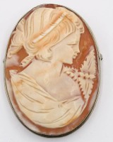 Auktion 365<br>Grosse Camee Brosche bzw. Anhänger, Silberfassung -800-, ca. 5,6x 4 cm, 11,5 gr