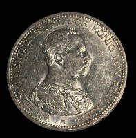 Auktion 365<br>5 Mark, 1913 A, Wilhelm II, Preussen, D-4 cm, 27,8 gr