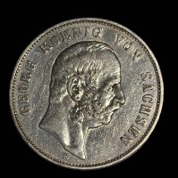 Auktion 365<br>5 Mark 1904, Georg, König von Sachsen, D-4 cm, 27,8 gr