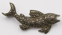 Auktion 365<br>Silberbrosche-925- mit Markasiten, Fisch, L-4 cm, 5,5 gr.