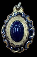 Auktion 365<br>Porzellananhänger "Lindner" Echt Cobalt mit Gold, 5,5x3,8 cm