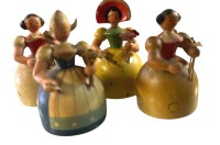 Auktion 365<br>4x Erzgebirge, Hollandmädchen, Altersspuren, kl. Fehlteile, H-ca. 5 cm