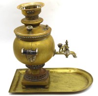 Auktion 365<br>antiker persischer Samowar mit Tablett, H-38 cm