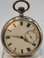 Auktion 366<br>mechan. HTU   in Silbergehäuse-800-,2 Deckel-Silber,  Werk läuft,15 Rubis,  D-5 cm