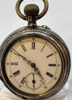 Auktion 366<br>mechan. HTU   in Silbergehäuse-800-, Werk läuft, D-4,5 cm,