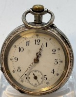 Auktion 366<br>mechan. HTU   in Silbergehäuse-800-, Werk läuft, D-4,5 cm, 2 Deckel Silber