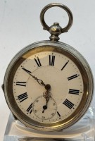 Auktion 366<br>mechan. HTU   in Silbergehäuse-800-, Schlüssel-Werk steht, D-5 cm, Gravur datiert 1885,