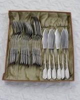 Auktion 366<br>Fischbesteck, BSF, Edelstahl, für 12 Personen. Messer L-19,5cm