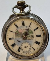 Auktion 366<br>gr. mechan. HTU in Silbergehäuse-800- "Mandolina", D-5,5 cm, Werk läuft an, MI-Chronometre