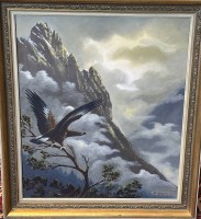 Auktion 366 / Los 4003 <br>Rudolf Hirschel (1903) "Adler im Hochgebirge" &Ouml;l/Leinen, gerahmt, RG 71x60 cm