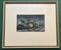 Auktion 366 / Los 4004 <br>Simoleit Hans,  (1908-1975,) Aquarell, norddt. H&auml;user, ger/Glas, 39x45 cm