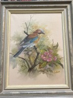 Auktion 366 / Los 4006 <br>unleserl. sign. Vogel auf Zweig, &Ouml;l/Leinen, gerahmt, RG 50x40 cm