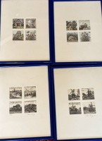 Auktion 366<br>Peter Lenz (oder ähnlich) 4 Rahmen mit je 4 Farbradierungen, norddt. Motive in /150-er Auflage, RG je 25x19 cm