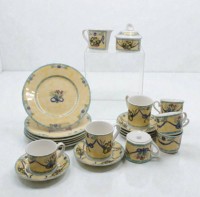 Auktion 366<br>22 Serviceteile,Villeroy &amp; Boch, Citta Campagna, Castellina, Milch und Zucker, 6 x kompl. Gedecke, 2x Becher